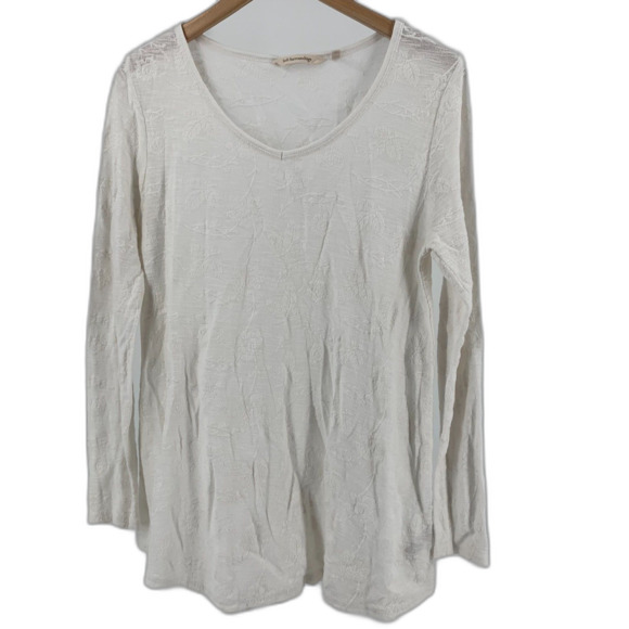 Soft Surroundings white floral embroidered long sleeve top medium - Picture 1 of 8